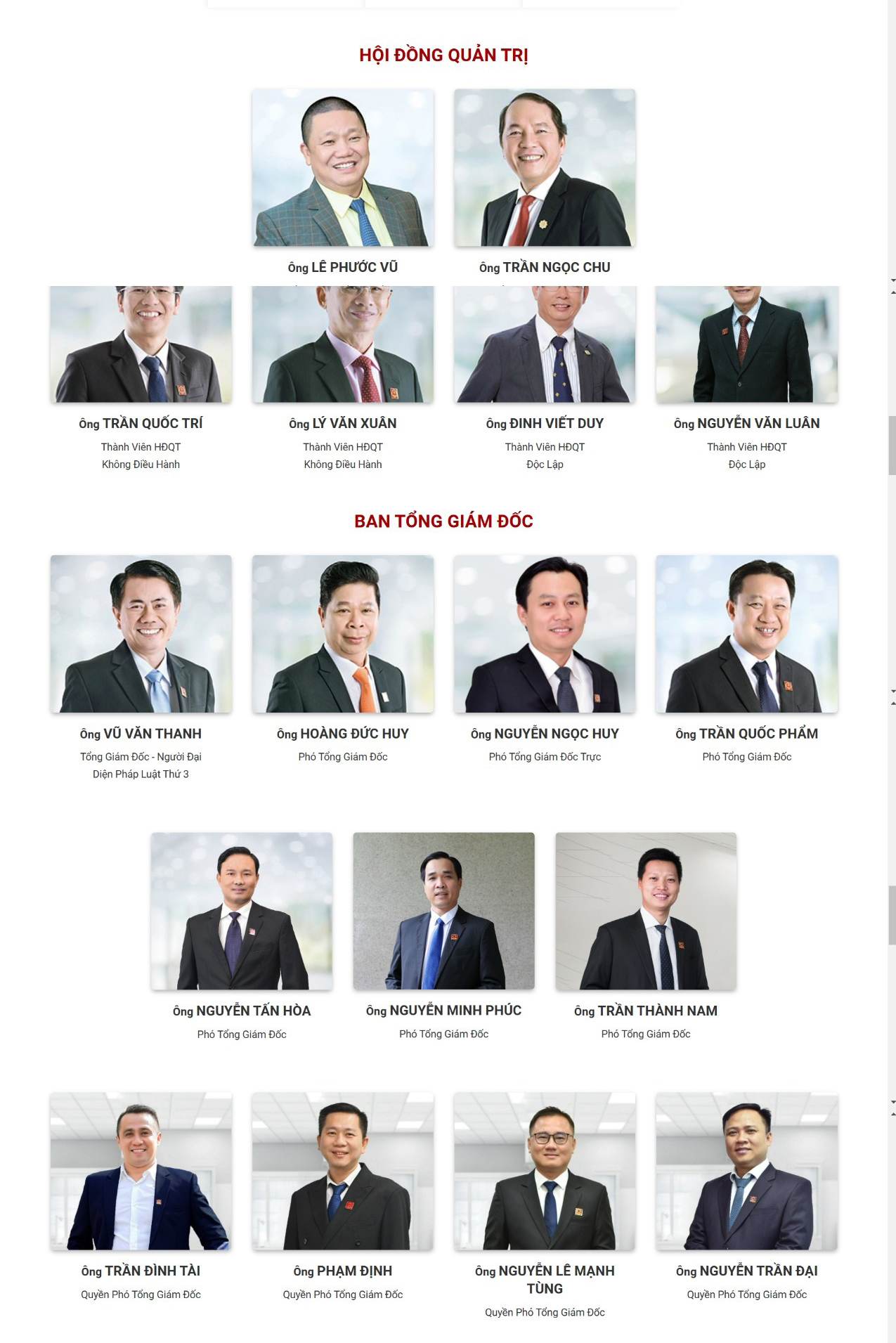 Đội ngũ lãnh đạo của Tập đoàn Hoa Sen gồm những ai?