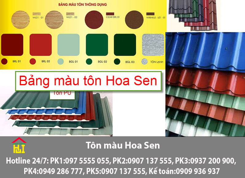 Bảng màu tôn Hoa Sen
