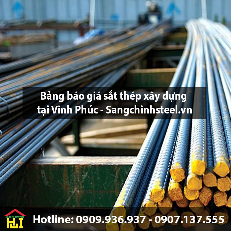 Bảng báo giá sắt thép xây dựng tại Vĩnh Phúc