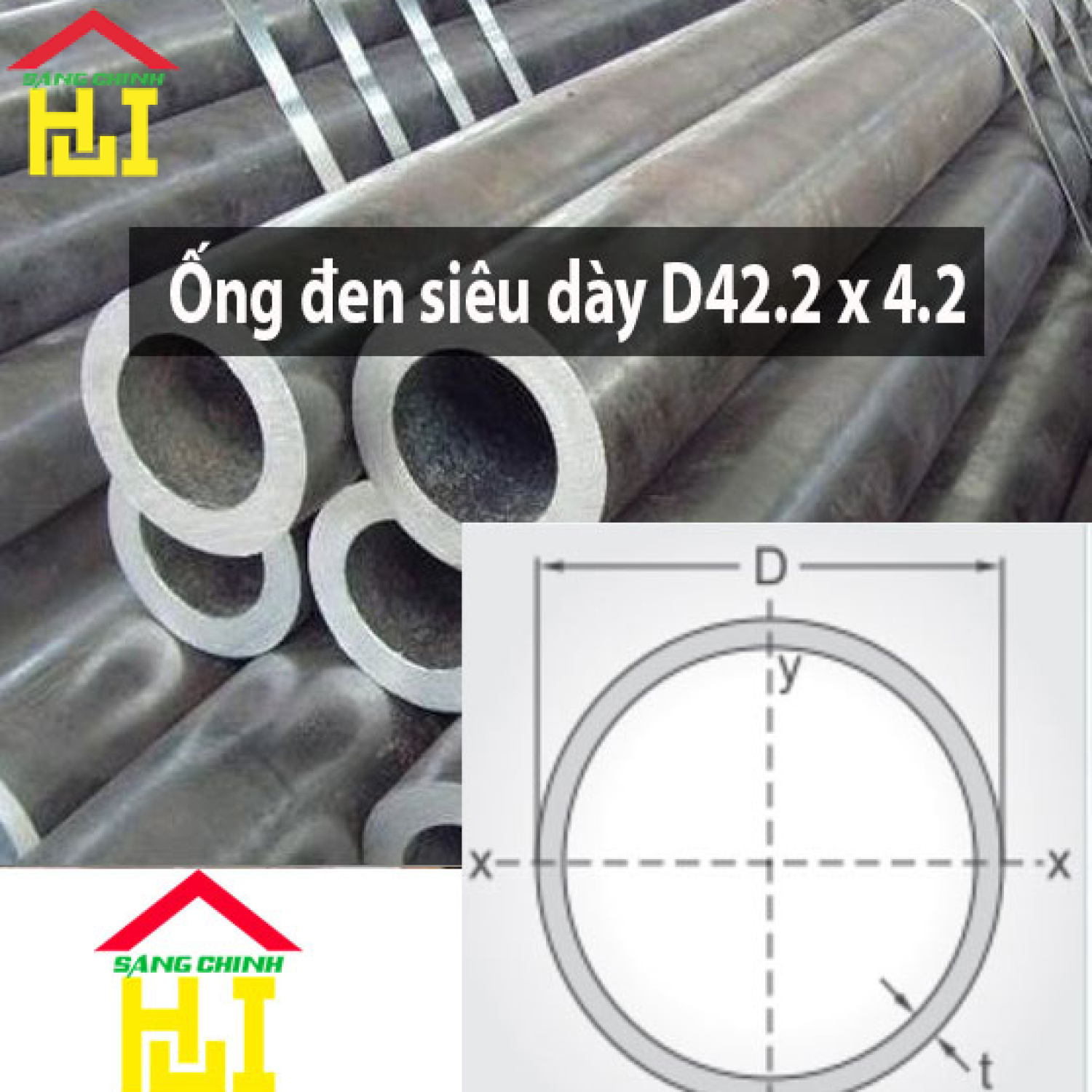 Ống đen siêu dày D42.2 x 4.2