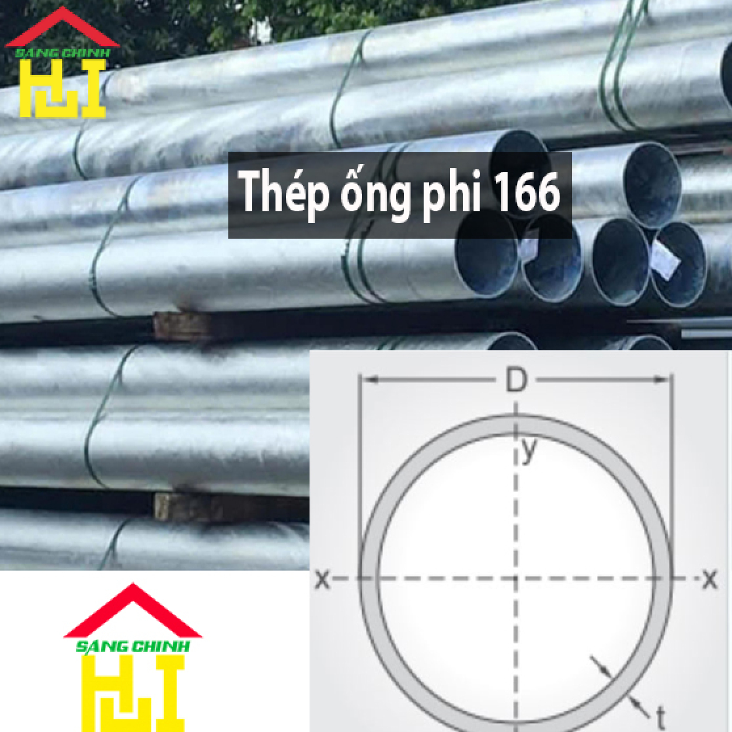 Thép ống phi 166