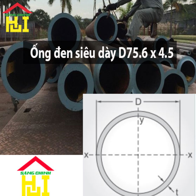Ống đen siêu dày D75.6 x 4.5