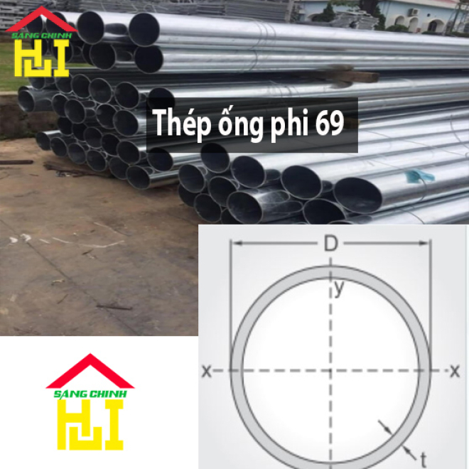 Thép ống phi 69